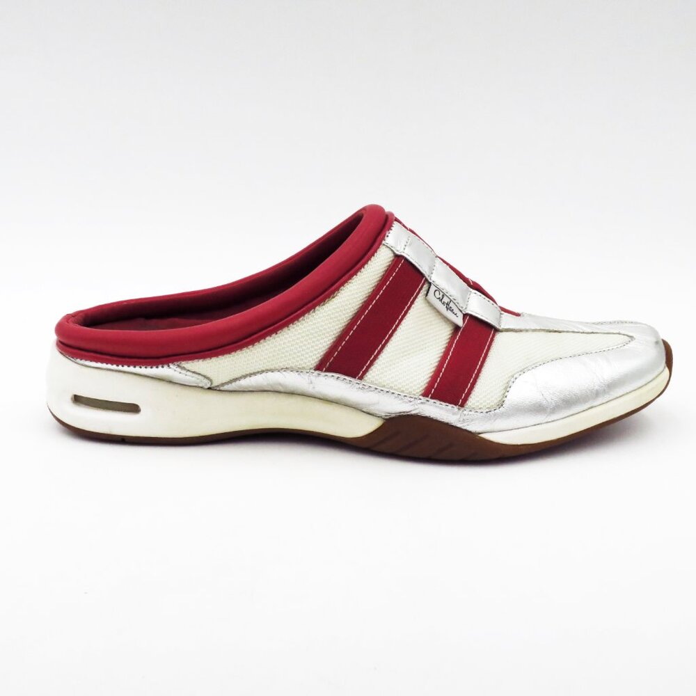 Cole Haan x Nike Air Bowling Style Slip On Shoes Red Silver Off-White Women 9AA